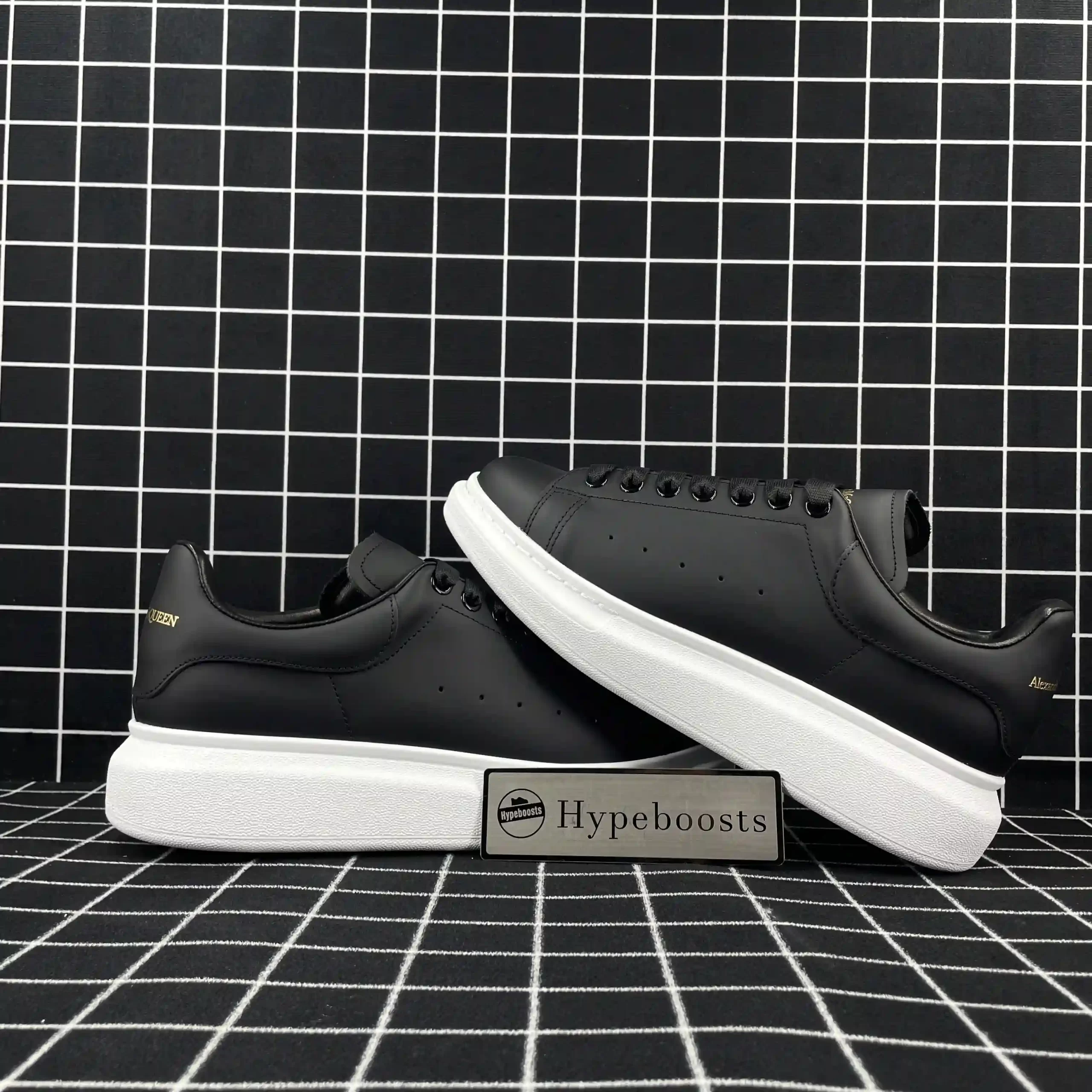 Alexander McQueen Oversized Sneaker Black Smooth Calf Leather Replica