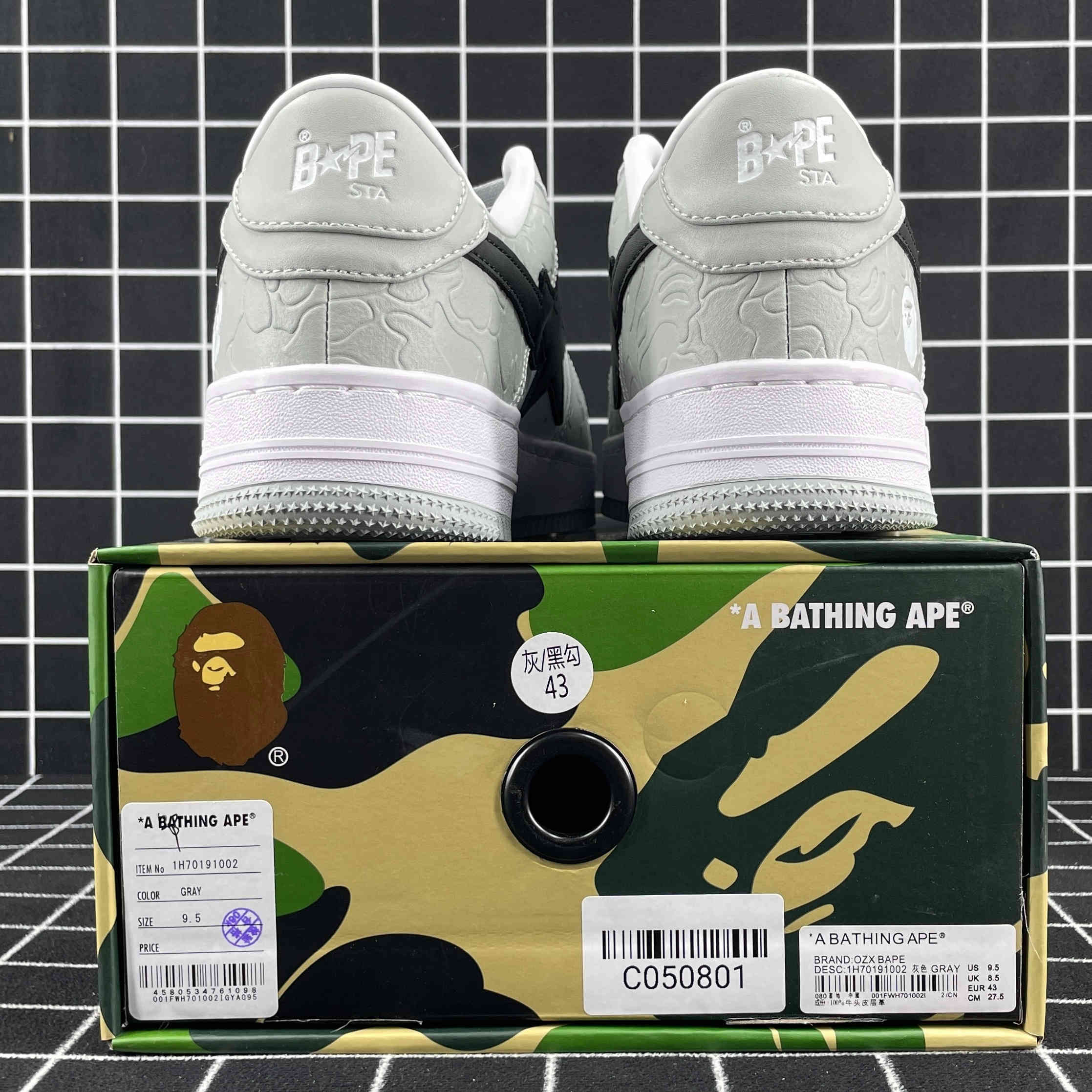 A Bathing Ape Bape Sta Low Grey Black Replica