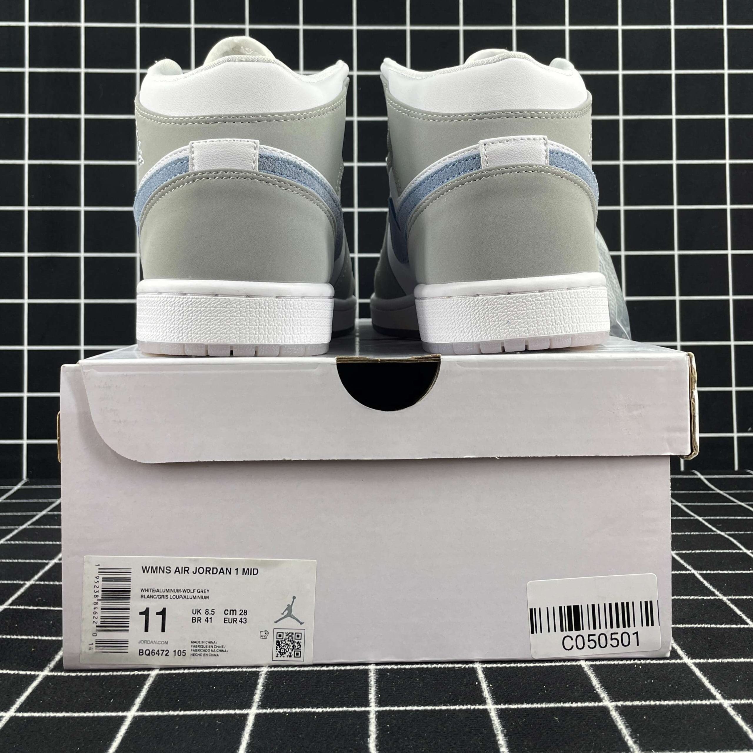 Air Jordan 1 Mid Wolf Grey Aluminum Replica