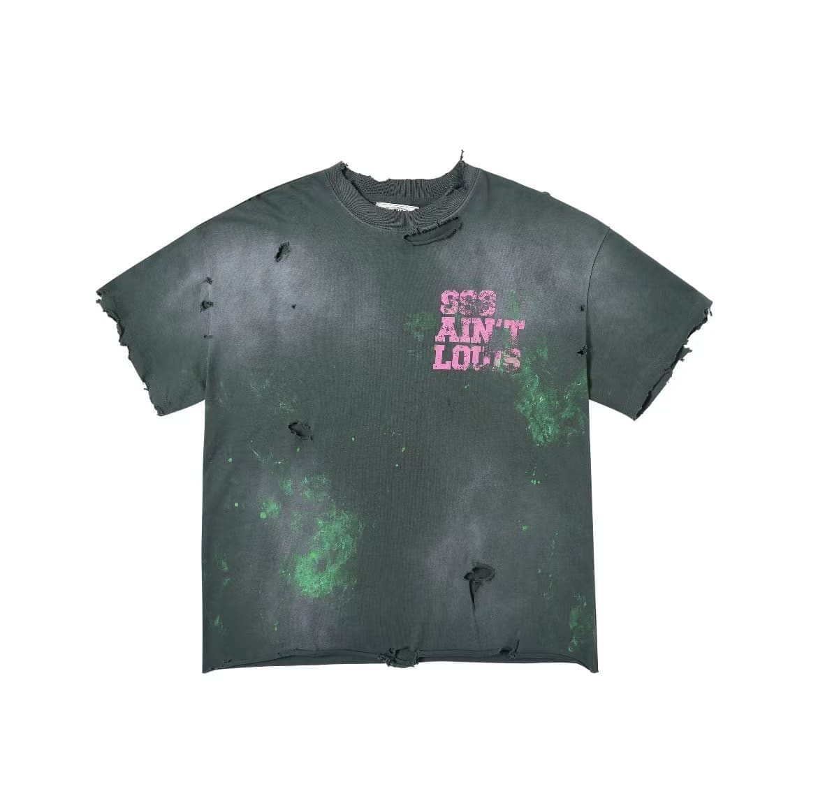 sssaint L**is hand-destroyed logo tee