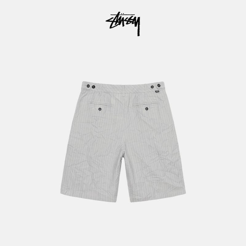 Volume Pleated Short Wrinkled Stripe