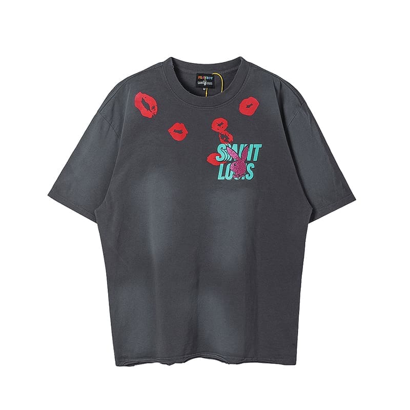 sssaint L**is washed gray lip tee