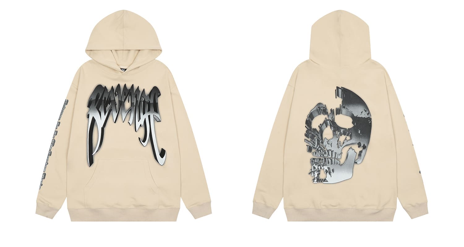 Revenge Mechanical Skull Print Hoodie