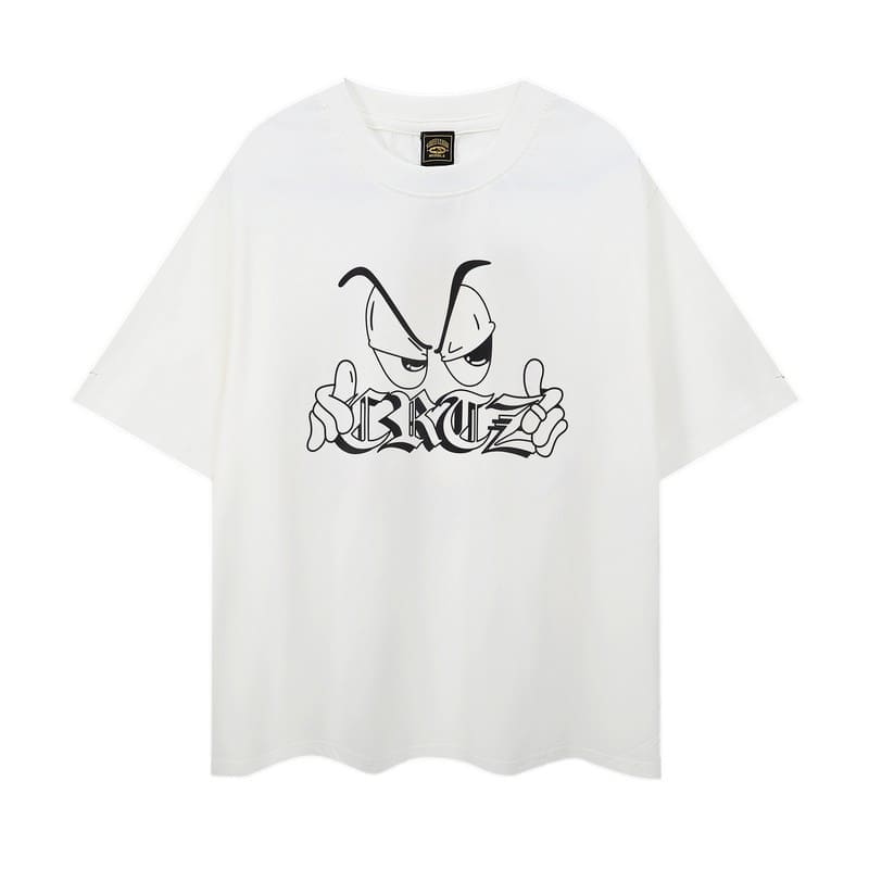 Corteiz Devil Island Graffiti Print T-Shirt for Men and Women High Street Retro Style