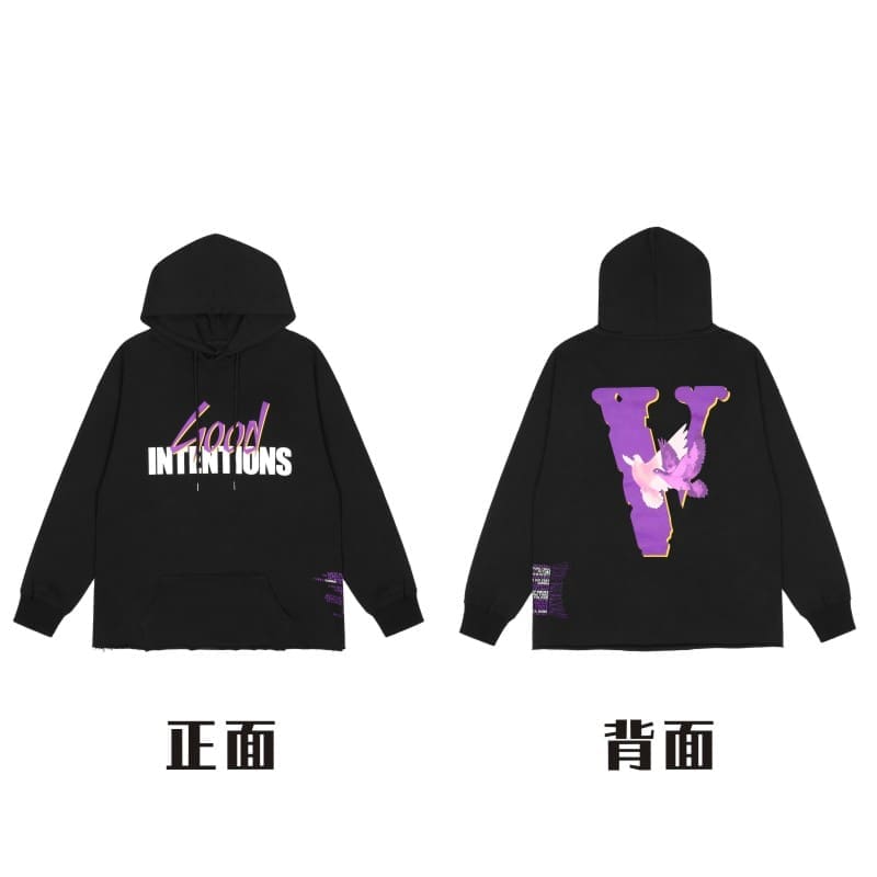 VLONE x Juice WRLD Big V Hoodie for Men and Women High Street Fashion