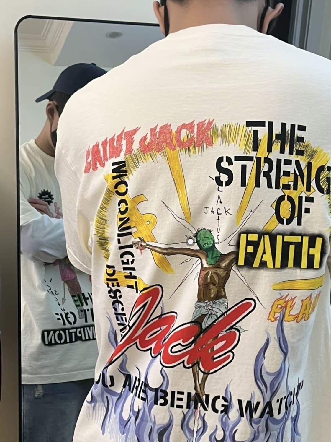 Travis Scott x Saint Michael Hellhound Round Neck Short Sleeve T-Shirt for Men