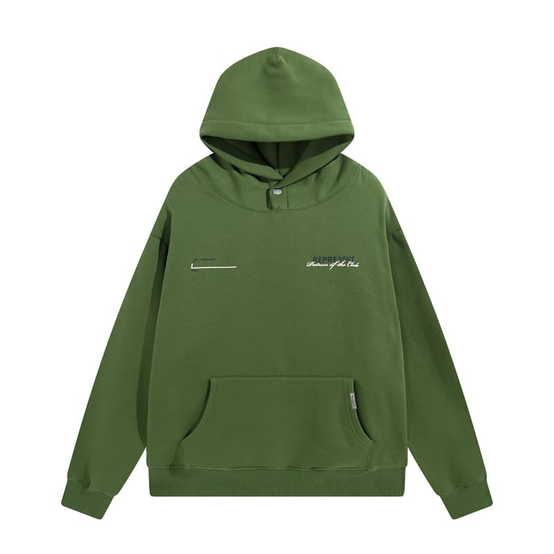 Represent Two-Tone Letter Print Loose Casual Velvet Padded Hooded Sweatshirt