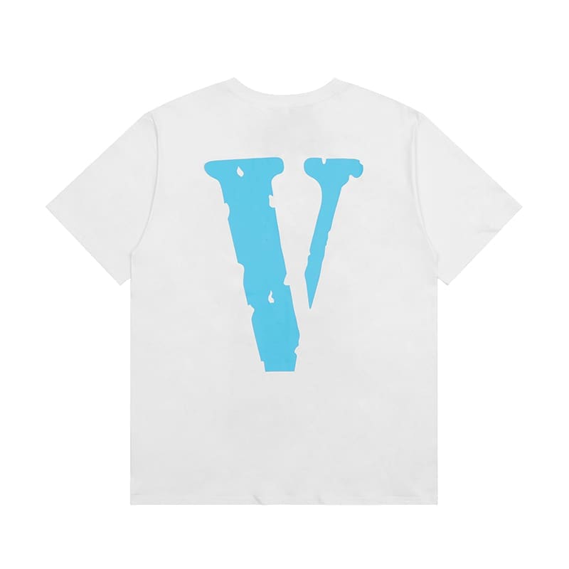 VLONE FOG Juice WRLD Blue V Poster Print Loose T-Shirt for Men