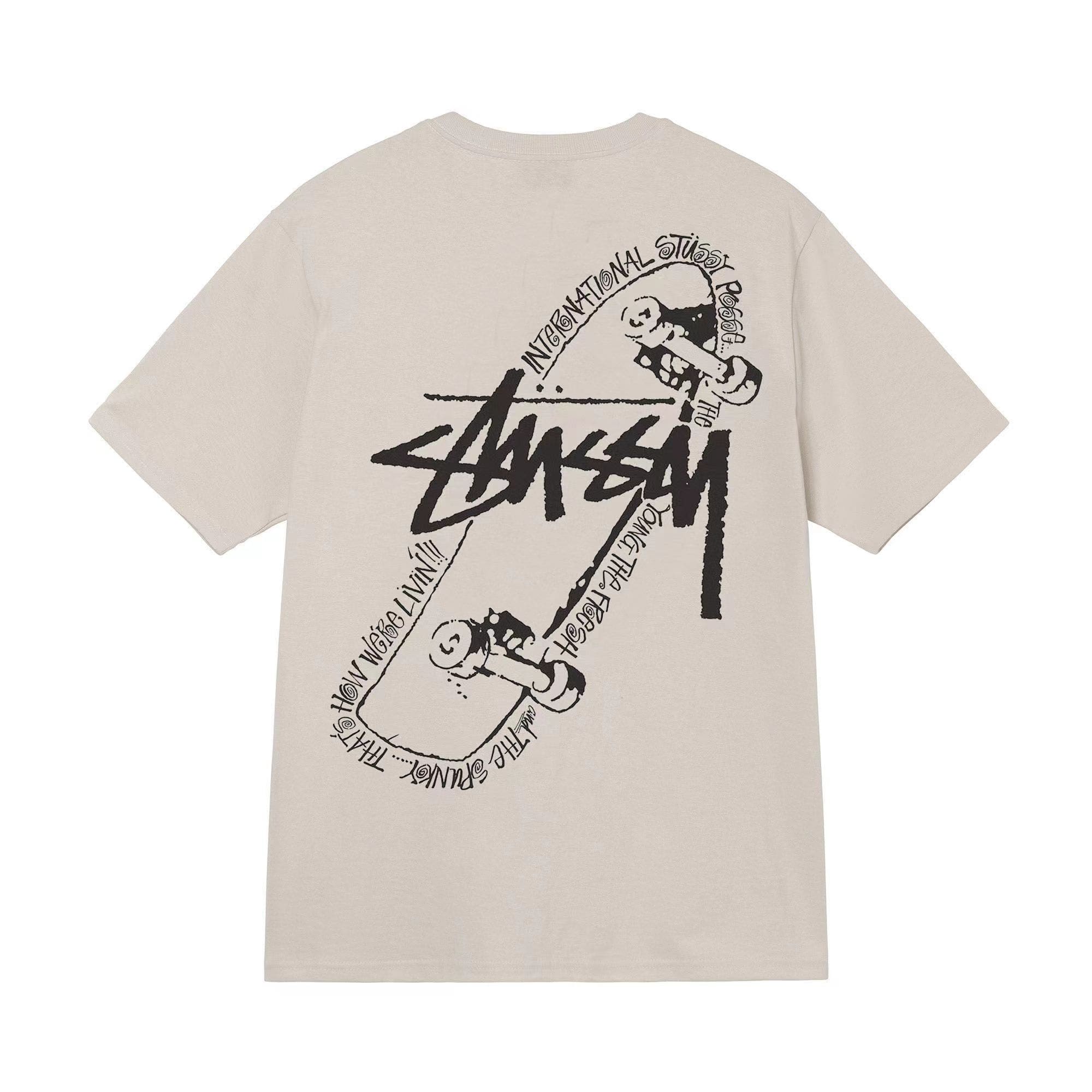 Stussy Crown Surfing Print Short Sleeve T-Shirt for Men and Women 2