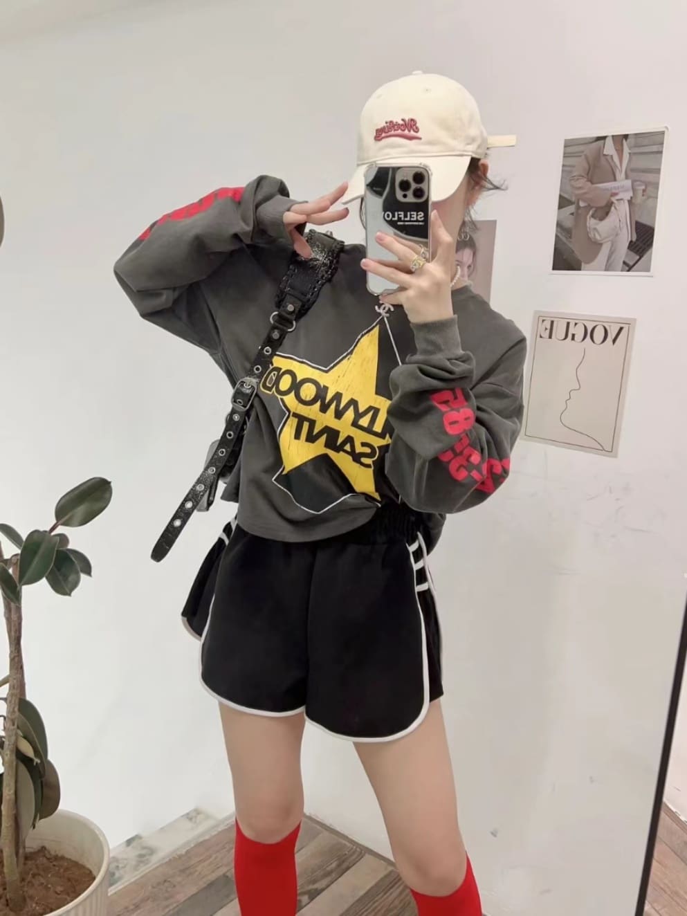 Saint Michael Five-Pointed Star English Letter Long Sleeve T-Shirt