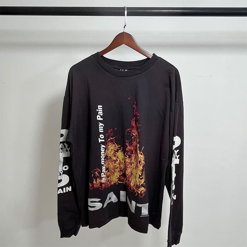 Saint Michael American-Style Distressed Long-Sleeved T-Shirt for Men and Women