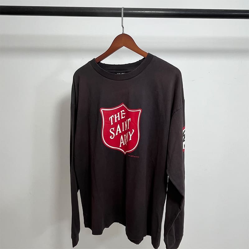 Saint Michael American-Style Distressed Long-Sleeved T-Shirt for Men and Women