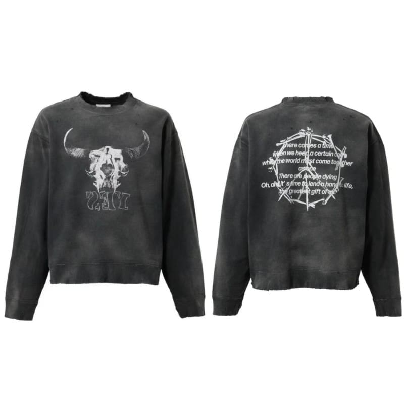 Saint Michael Retro Round Neck Sweater Thick Long Sleeve Top for Men and Women