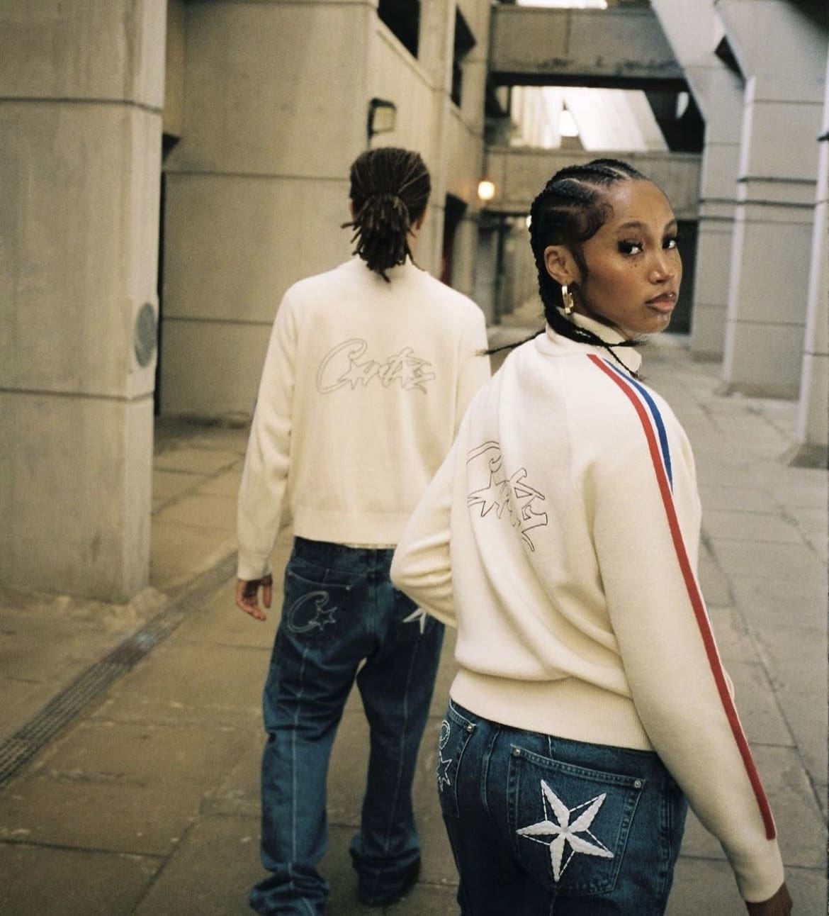 Corteiz Devil Island Red and Blue Ribbon Jacket Couples Zipper Cardigan