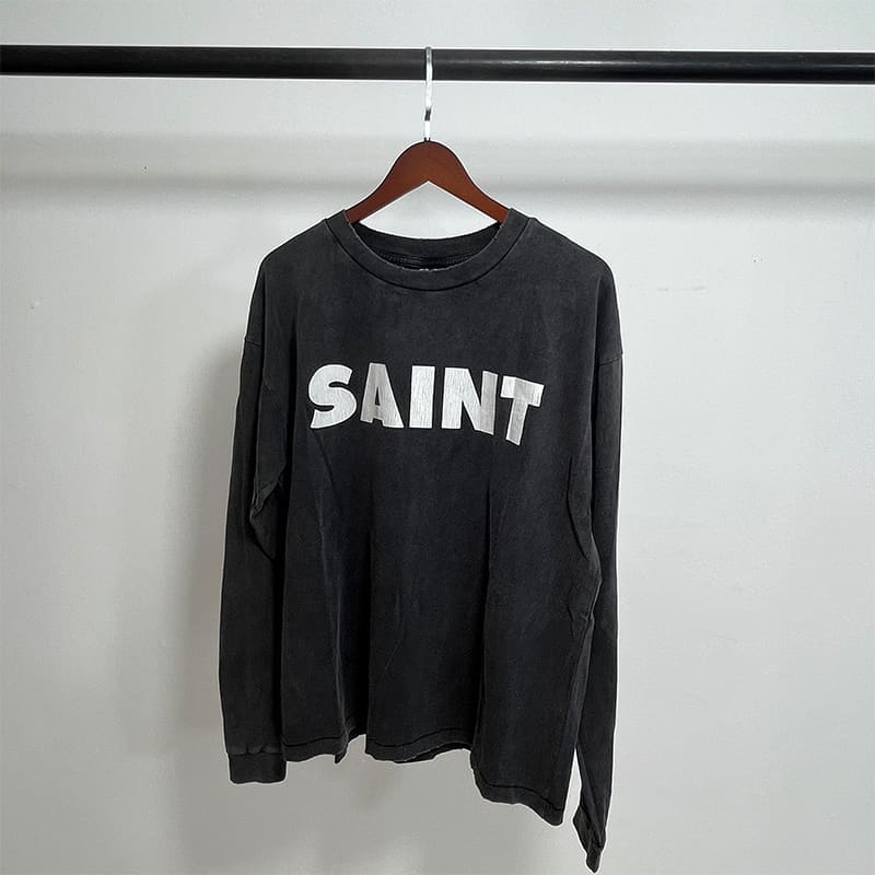 Saint Michael American-Style Distressed Long-Sleeved T-Shirt for Men and Women