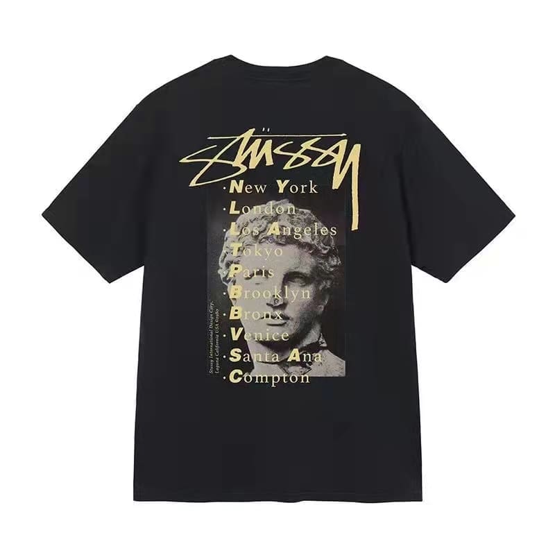 Stussy Crown Surfing Print Short Sleeve T-Shirt for Men and Women