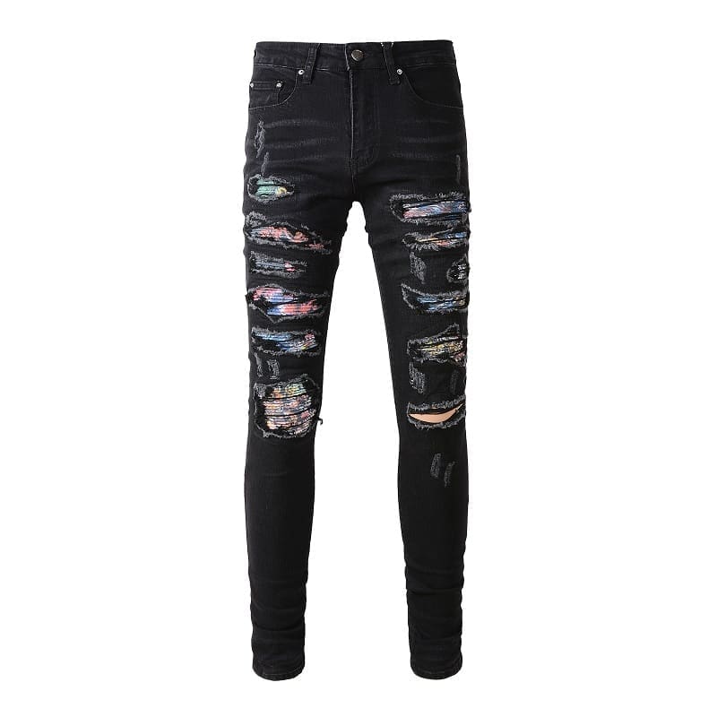 Xingx Patchwork Ripped Jeans 2