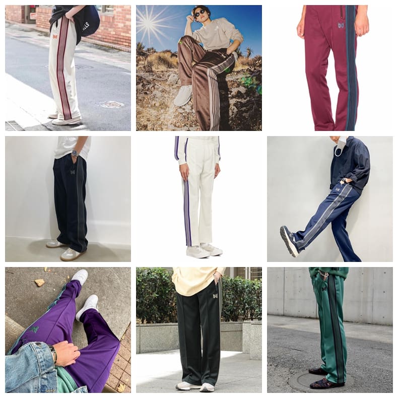 Needles Butterfly Embroidery Side Stripe Pants (Style 3)