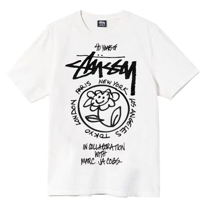 Stussy Crown Surfing Print Short Sleeve T-Shirt for Men and Women 1