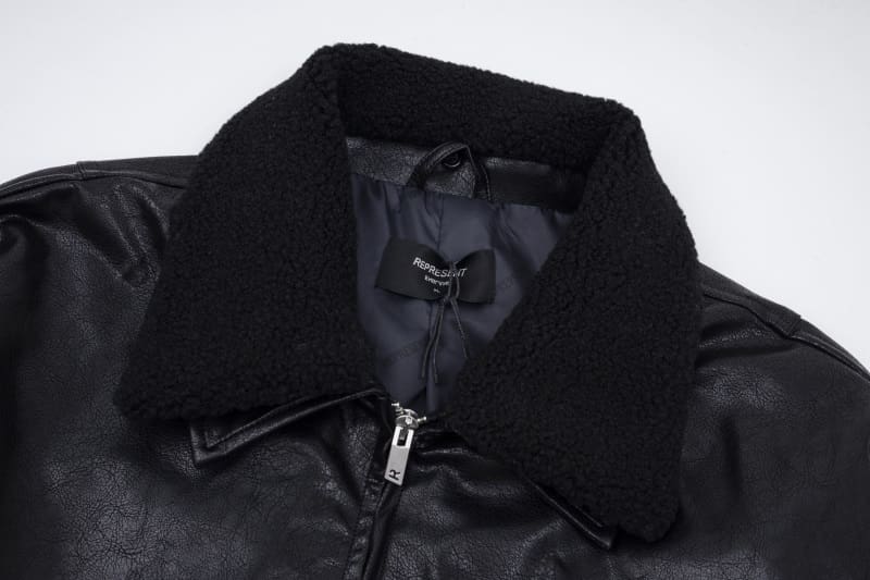 Represent Fur Collar Leather Coat Zip Jacket Casual Loose Wear