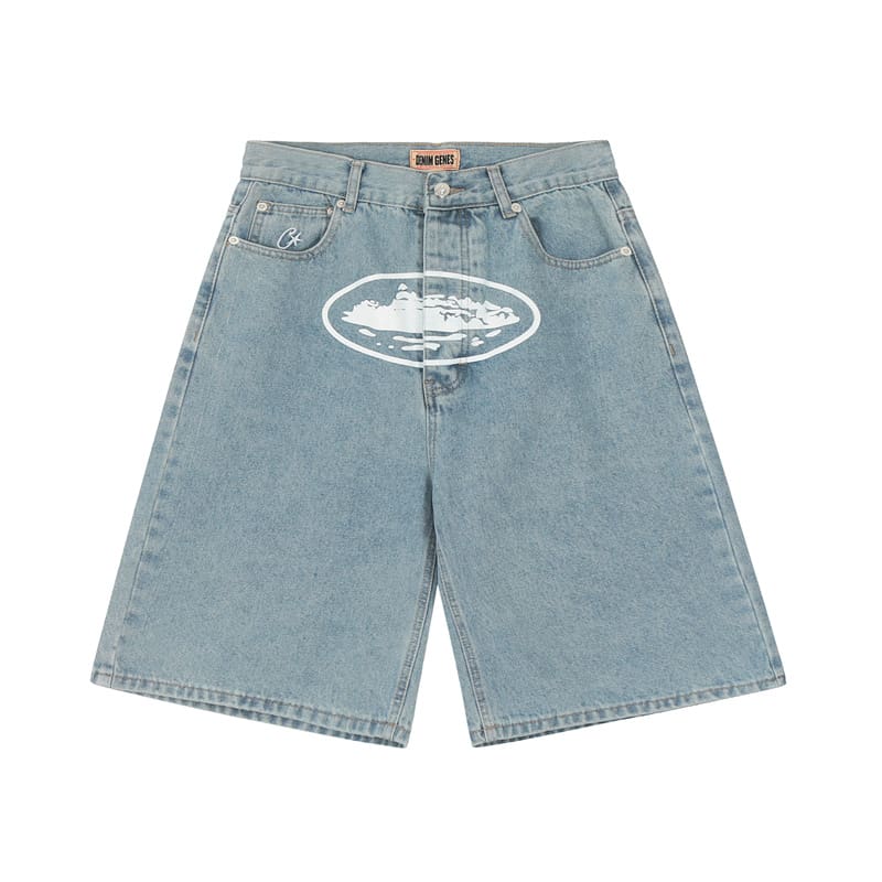 Corteiz Devil Island Classic Printing Denim Shorts