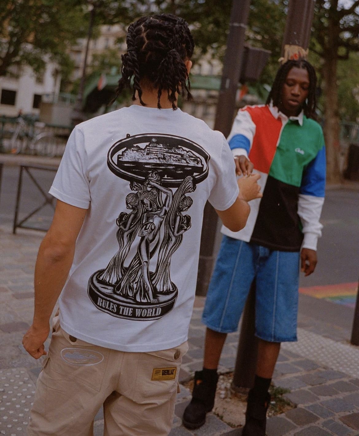 Corteiz Street Fashion Goddess Sculpture Print T-Shirt for Men and Women