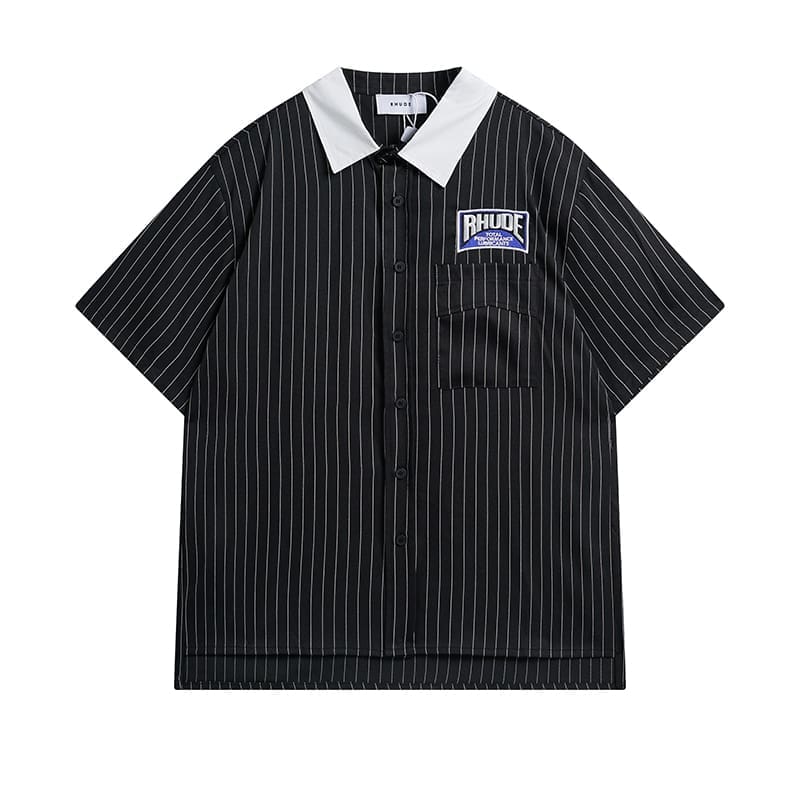Rhude Spring Vertical Striped Lapel Shirt