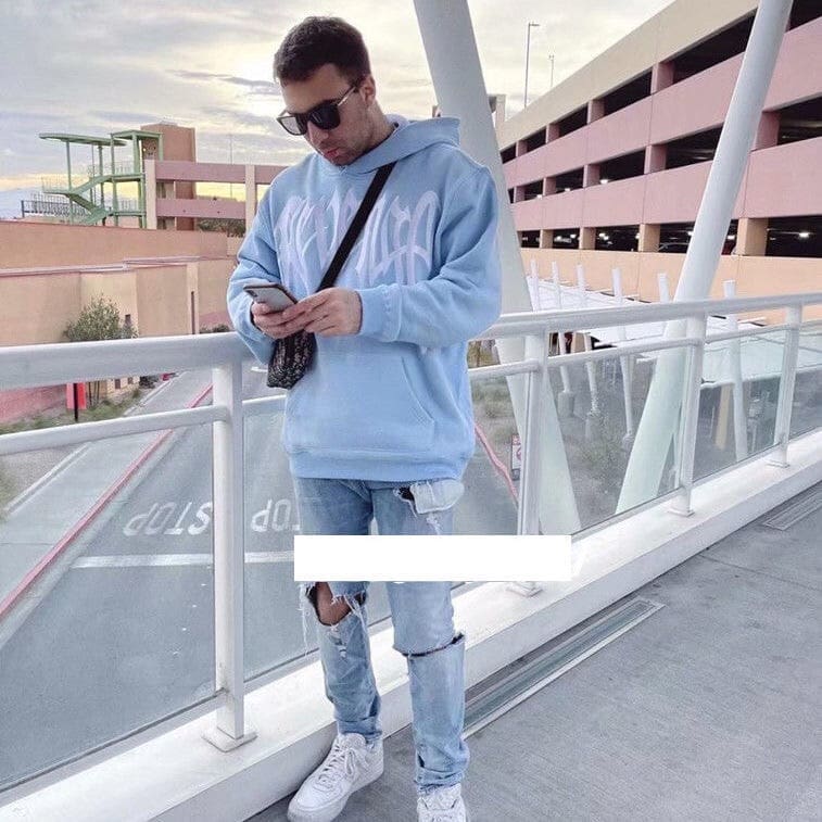 Revenge Sky Blue Embroidered Logo Hoodie