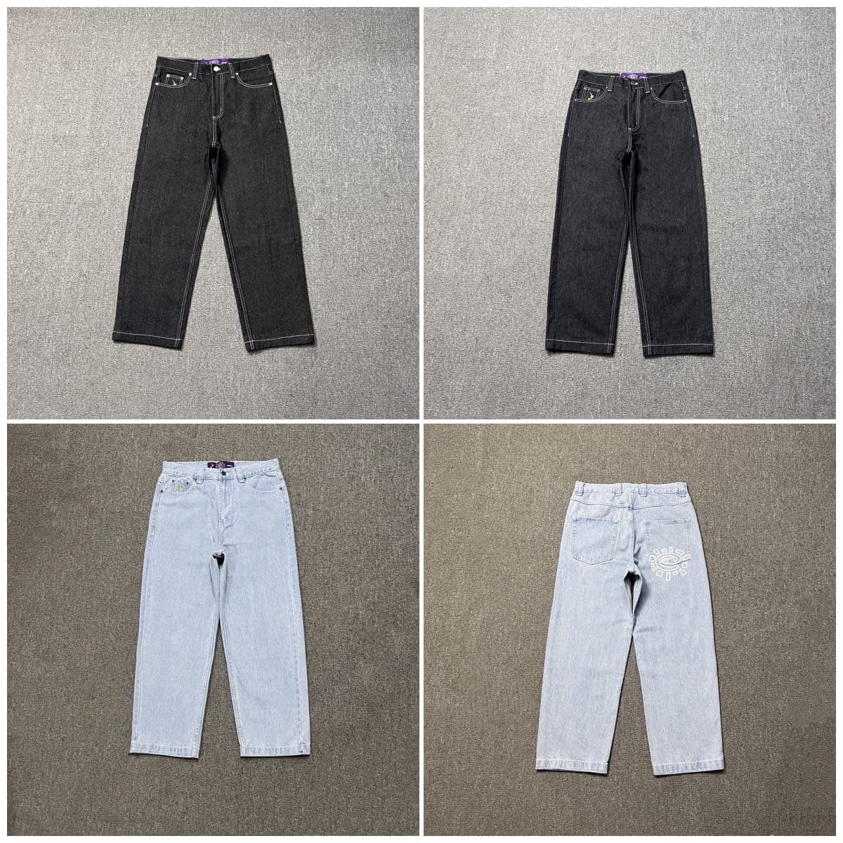 ADWYSD Sun Roll Basic Denim Pants High Street Casual Wash for Men and Women