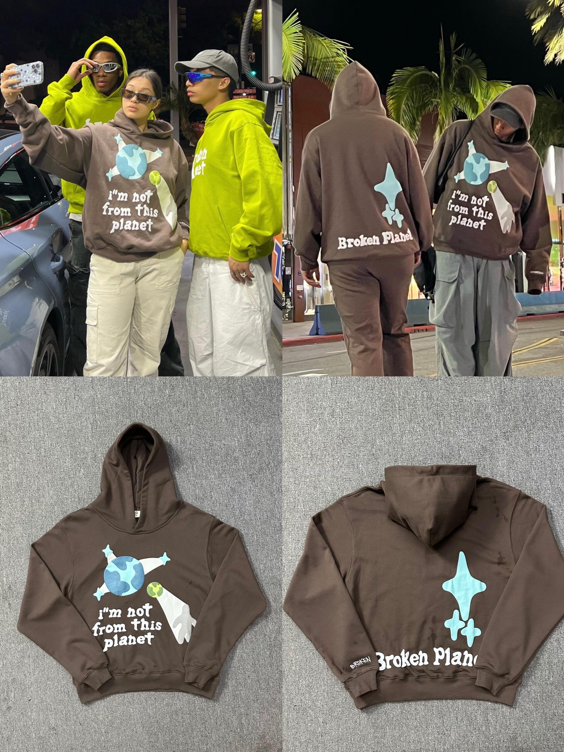 Broken Planet Puff Print Hooded Sweater Loose Fit for Men and Women