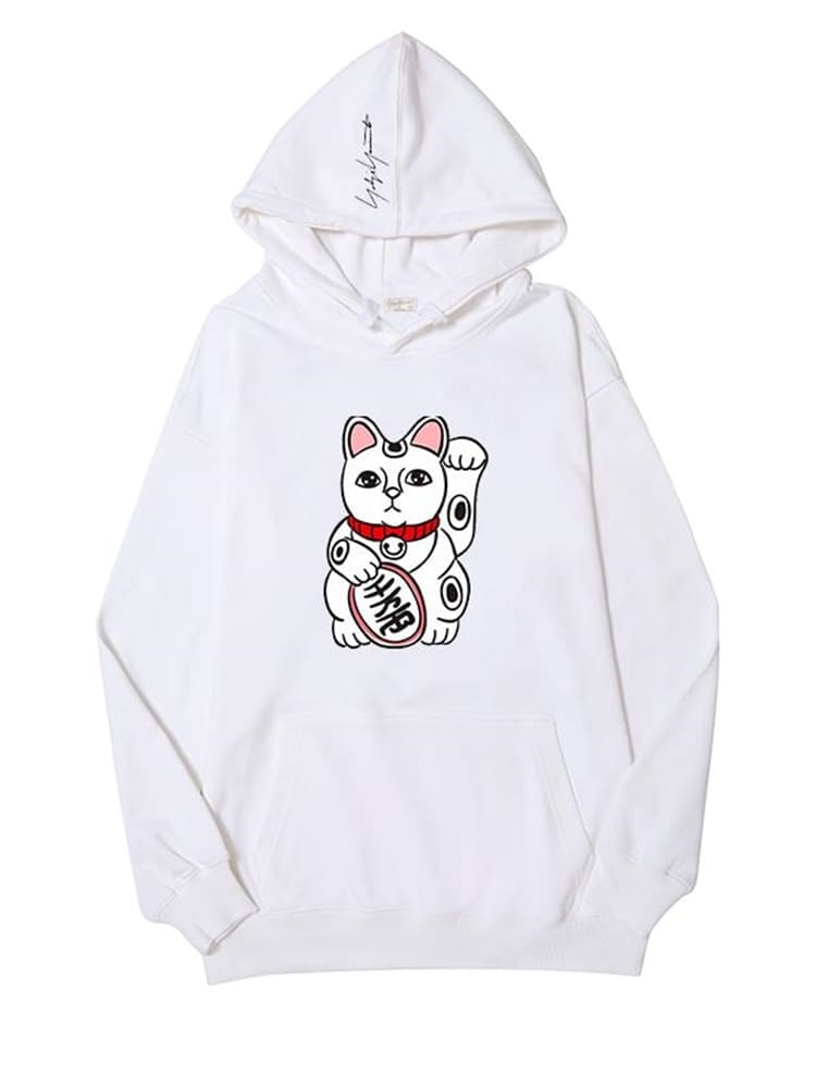 Yohji Yamamoto Fortune Cat Print Hoodie
