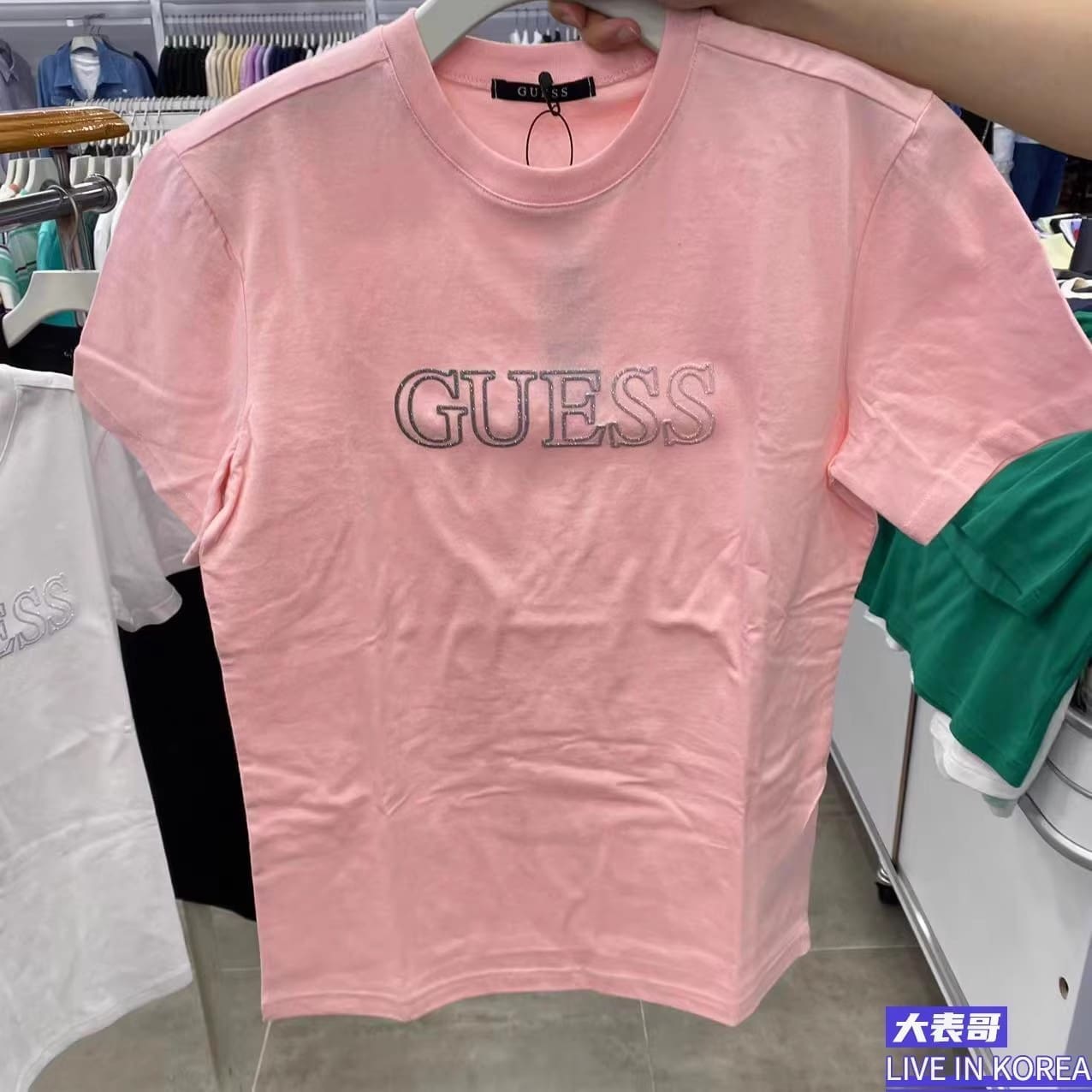Guess Letter Gradient Belt Round Neck Short Sleeve T-Shirt for Men