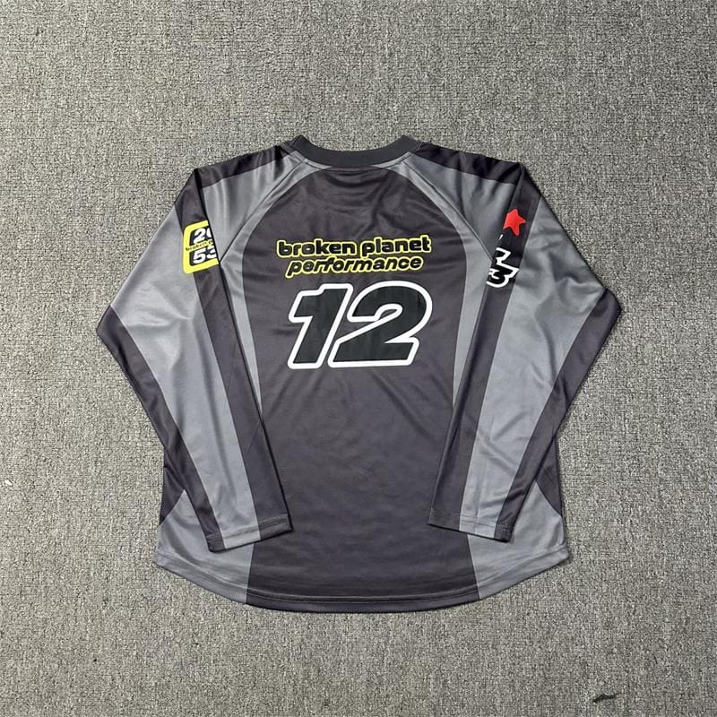 Broken Planet Mesh Color Block Embroidered Long Sleeve T-Shirt