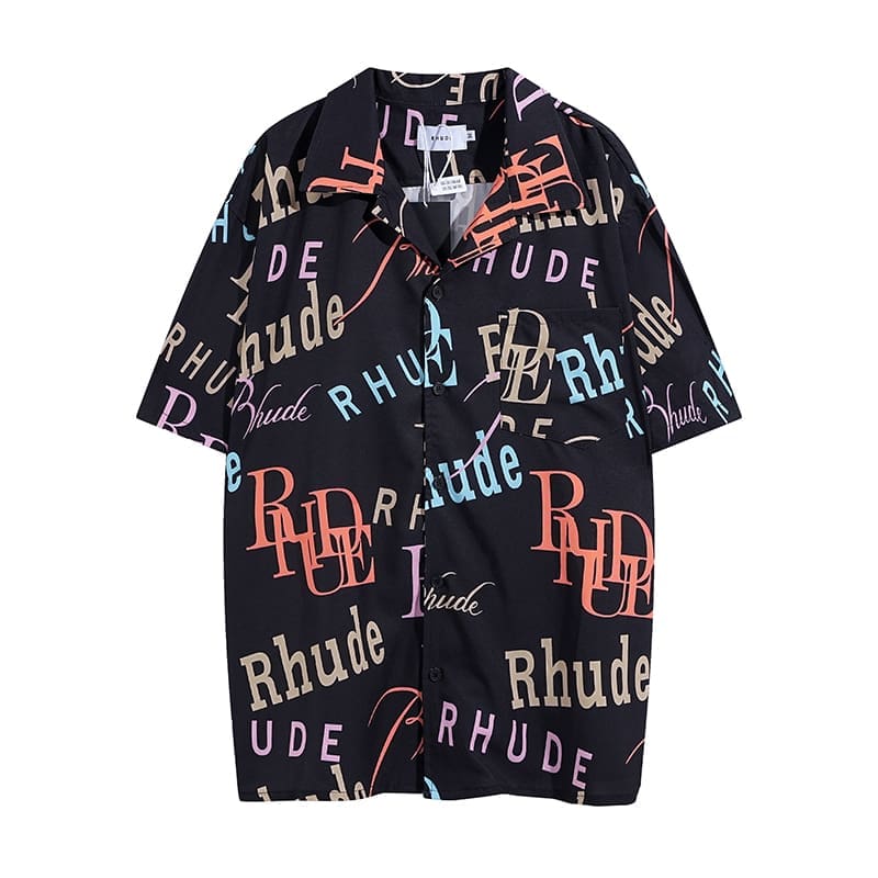 Rhude Letter Printed Short Sleeve Shirt