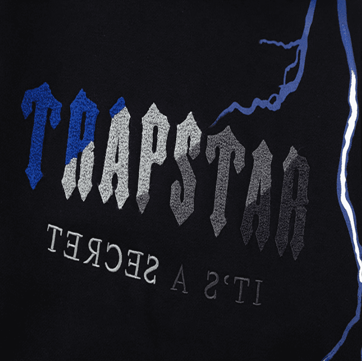 Trapstar Towel Embroidery Lightning Velvet Padded Hooded Sweatshirt and Sports Trousers