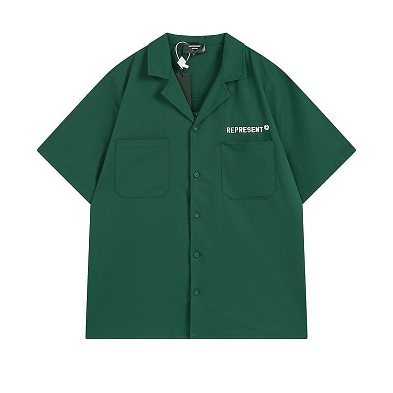 Represent Simple Letter Embroidery Loose Short Sleeve Shirt and Shorts Set