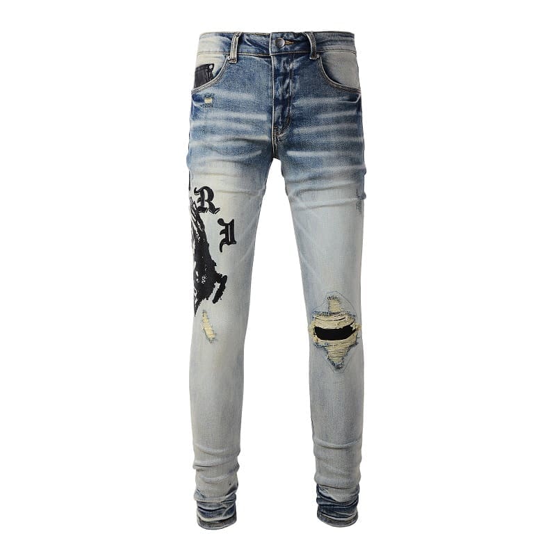 Xingx Patchwork Ripped Jeans 3
