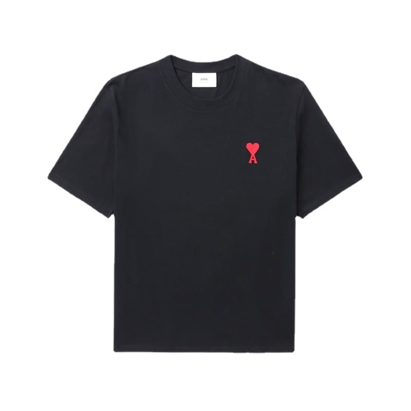 Ami Paris Mid-Heart Embroidered Tee
