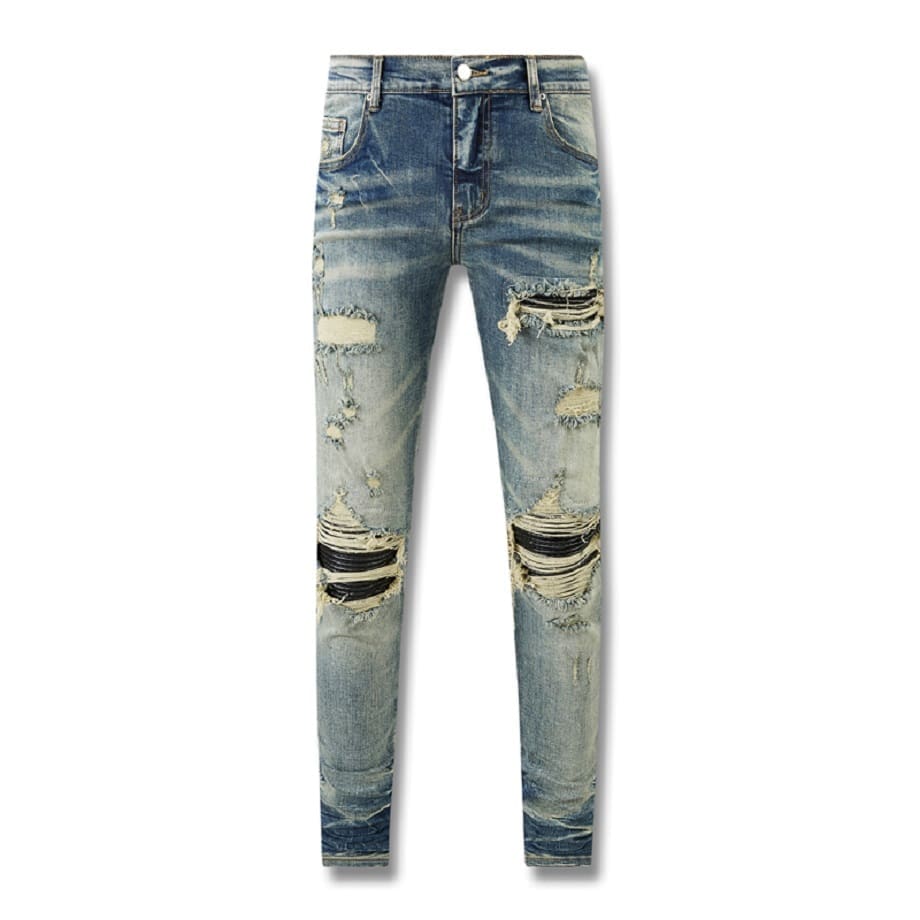 Xingx Patchwork Ripped Jeans
