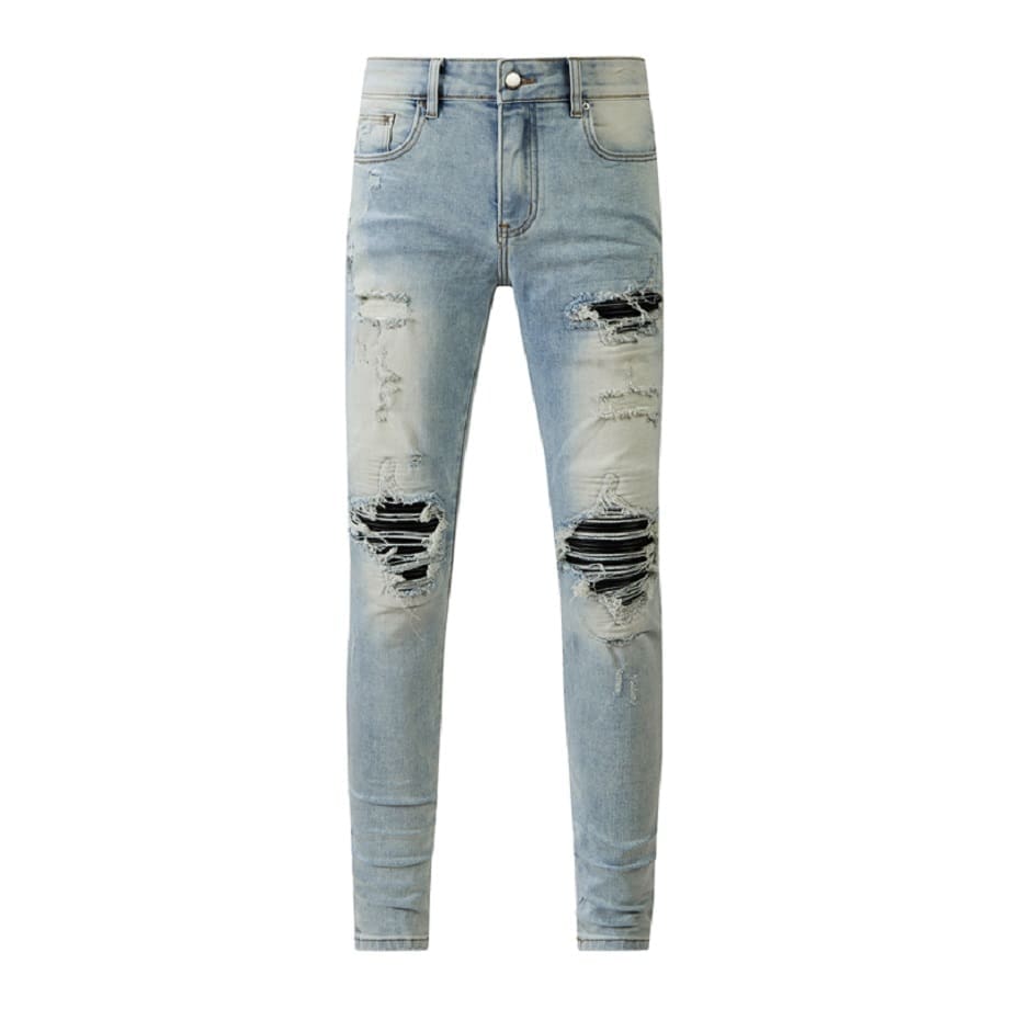 Xingx Patchwork Ripped Jeans