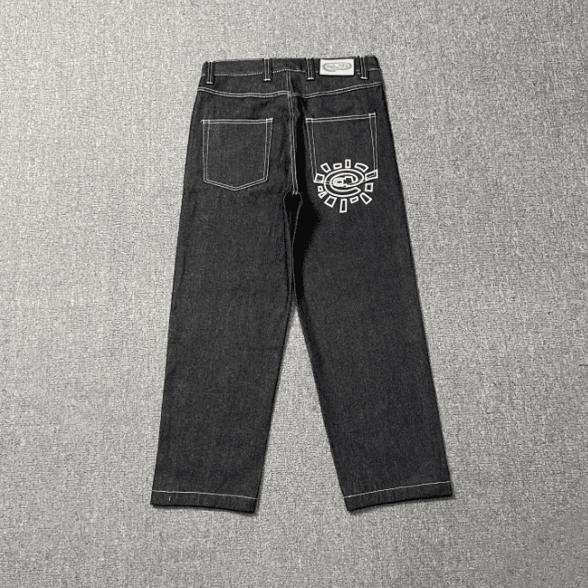 ADWYSD Sun Roll Basic Denim Pants High Street Casual Wash for Men and Women