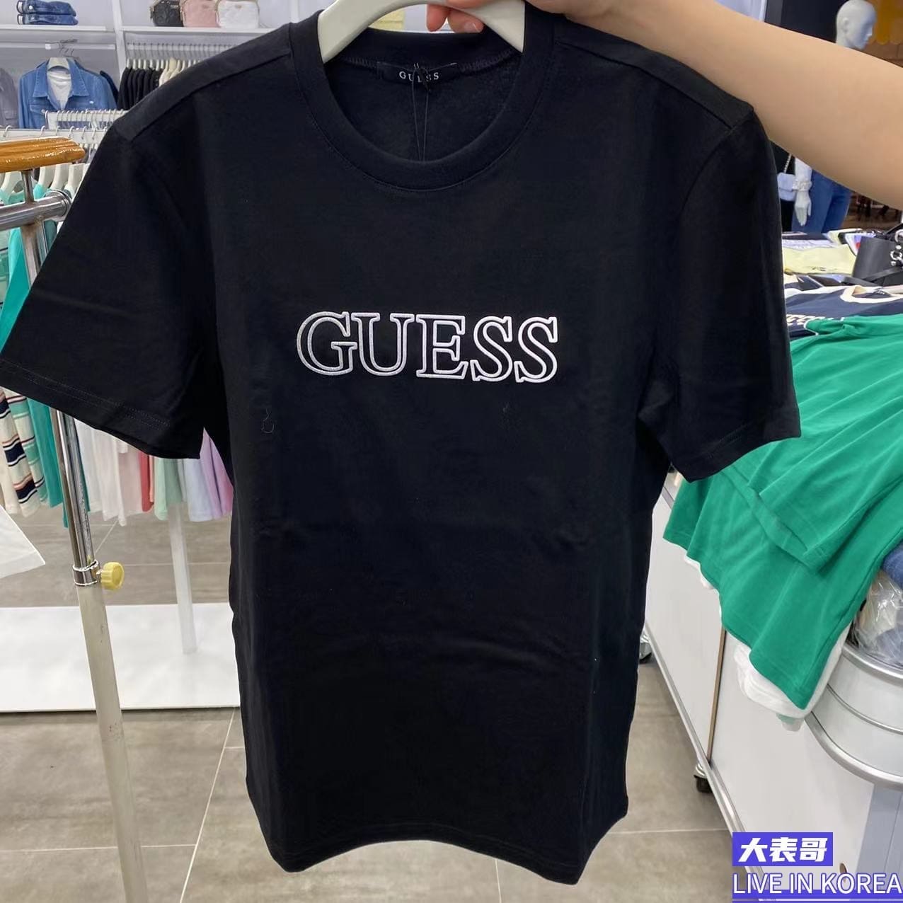 Guess Letter Gradient Belt Round Neck Short Sleeve T-Shirt for Men
