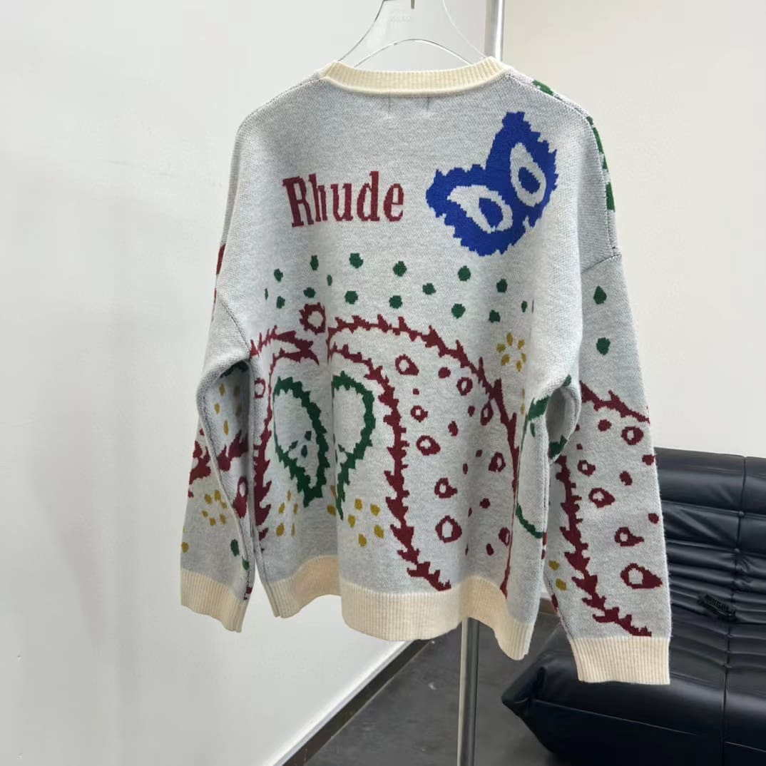 Rhude Paisley Jacquard Crew Neck Sweater