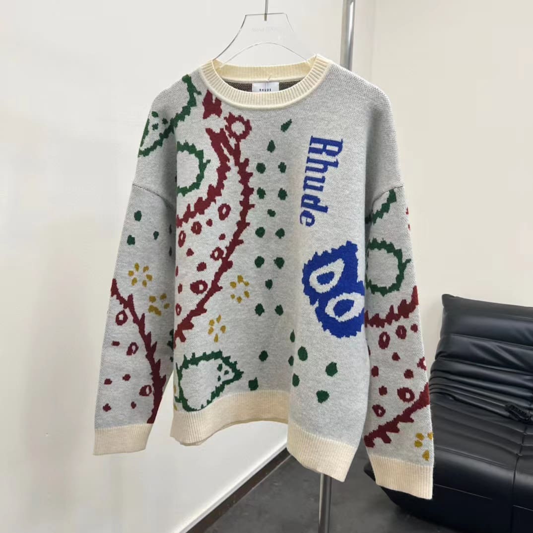 Rhude Paisley Jacquard Crew Neck Sweater