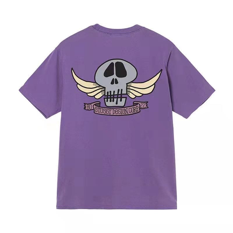 Stussy Crown Surfing Print Short Sleeve T-Shirt for Men and Women