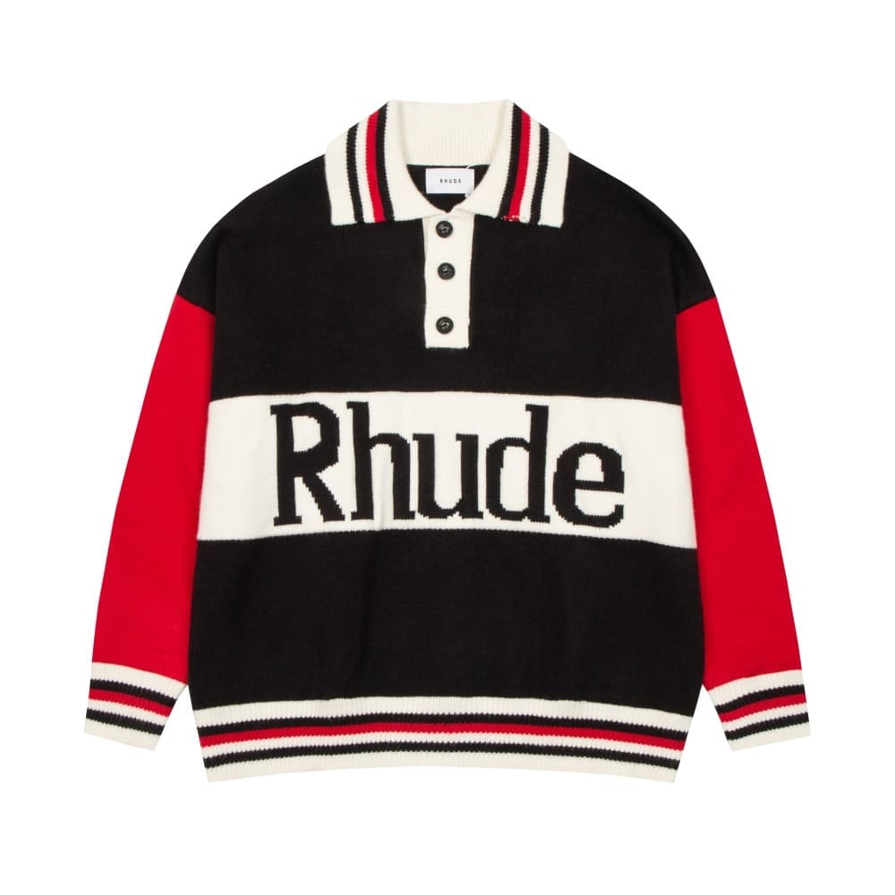 Rhude Striped Retro Polo Collar Sweater