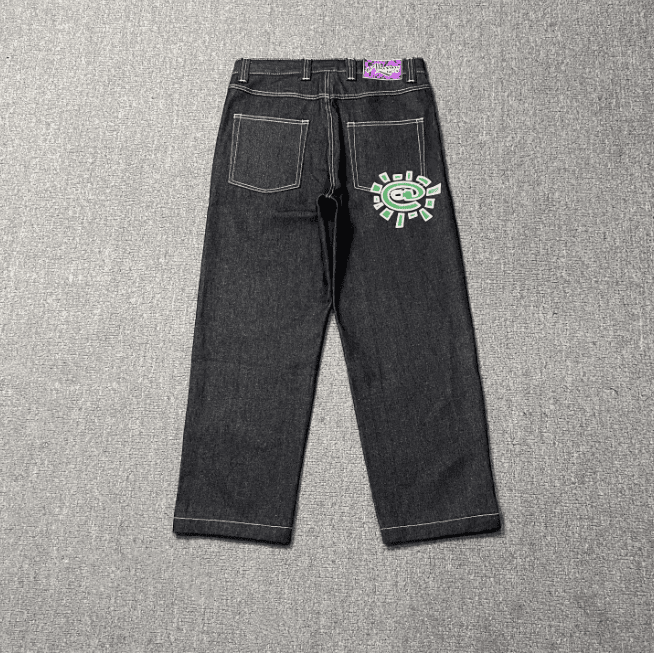 ADWYSD Sun Roll Basic Denim Pants High Street Casual Wash for Men and Women