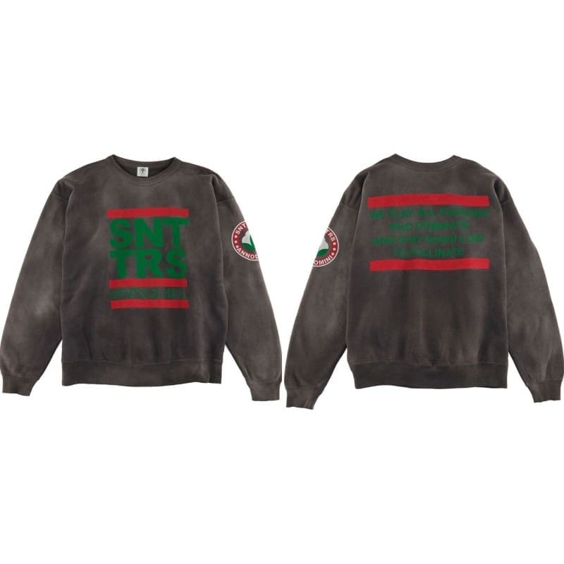 Saint Michael Retro Round Neck Sweater Thick Long Sleeve Top for Men and Women