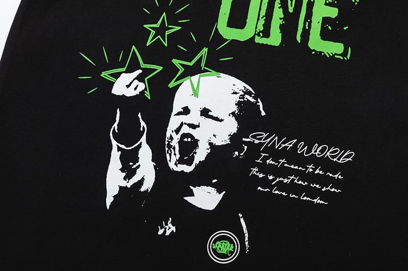 Synaworld Letter Print Drill Style T-Shirt