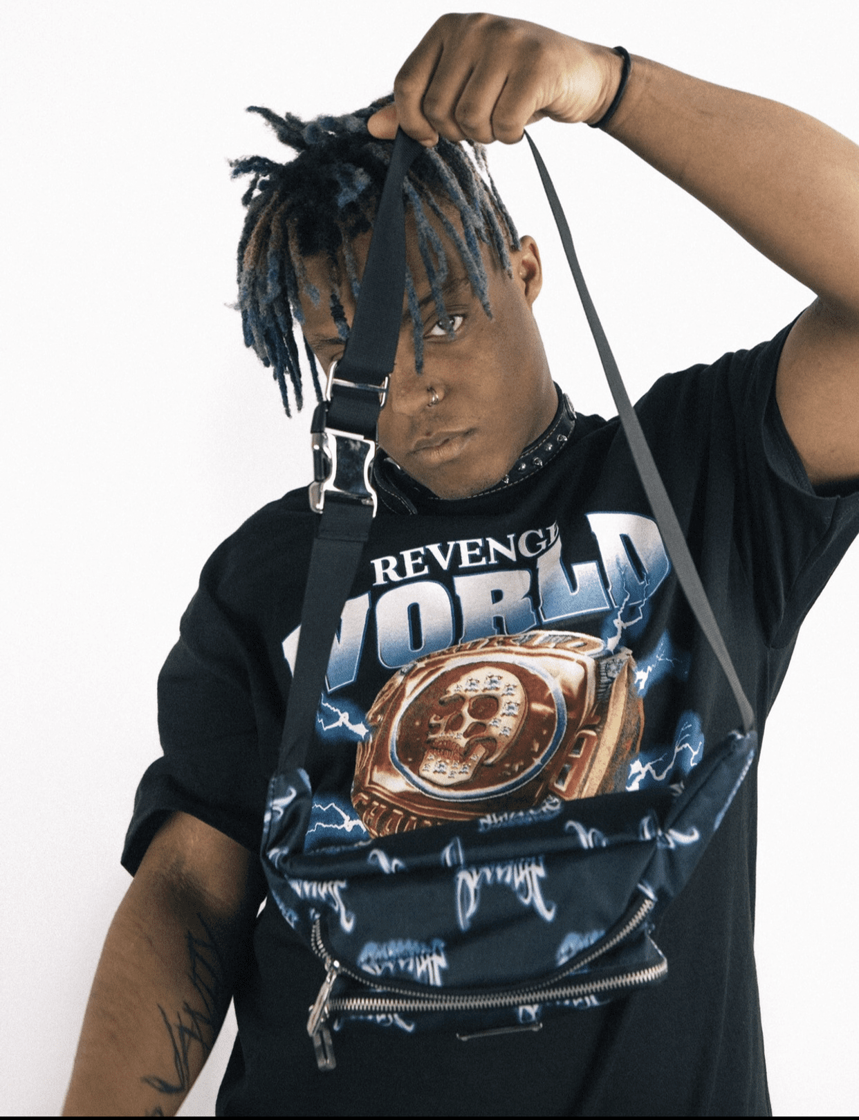 Revenge x Juice WRLD Lightning Skull Ring Championship Short Sleeve T-Shirt for Men and Women